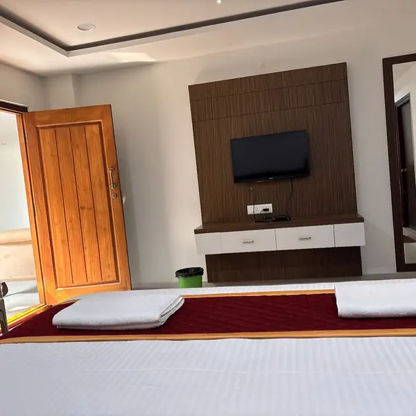 Delux Room with TV unit and teak door