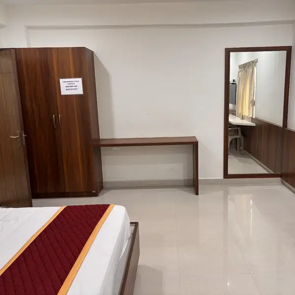 Wardrobe, desk and full-length mirror