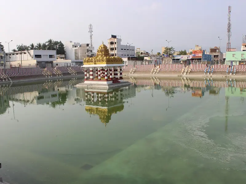 Golden mandapam in the Padma Sarovaram temple tank, Tiruchanur